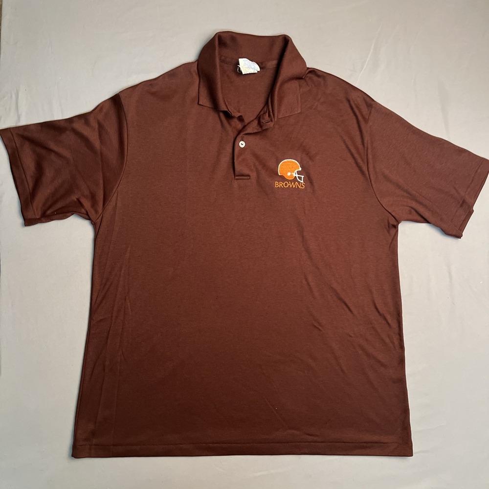 Vintage 1980's Garan Cleveland Browns helmet‎ golf shirt polo XL Single Stitch